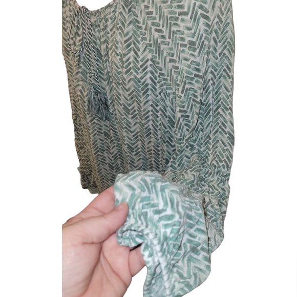 🍀Lane Bryant, Long-Sleeve Split-Neck Blouse,green - Picture 5 of 8